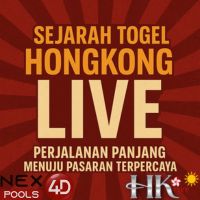 Sejarah Togel Hongkong Live dengan latar merah dan font tebal