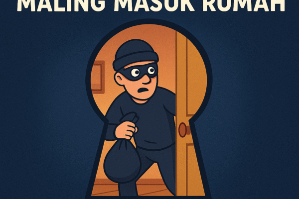 Tanda Gaib dari Maling Masuk Rumah untuk Togel HK Ilustrasi animasi AI maling masuk rumah dengan teks "Tanda Gaib dari Maling Masuk Rumah untuk Togel HK