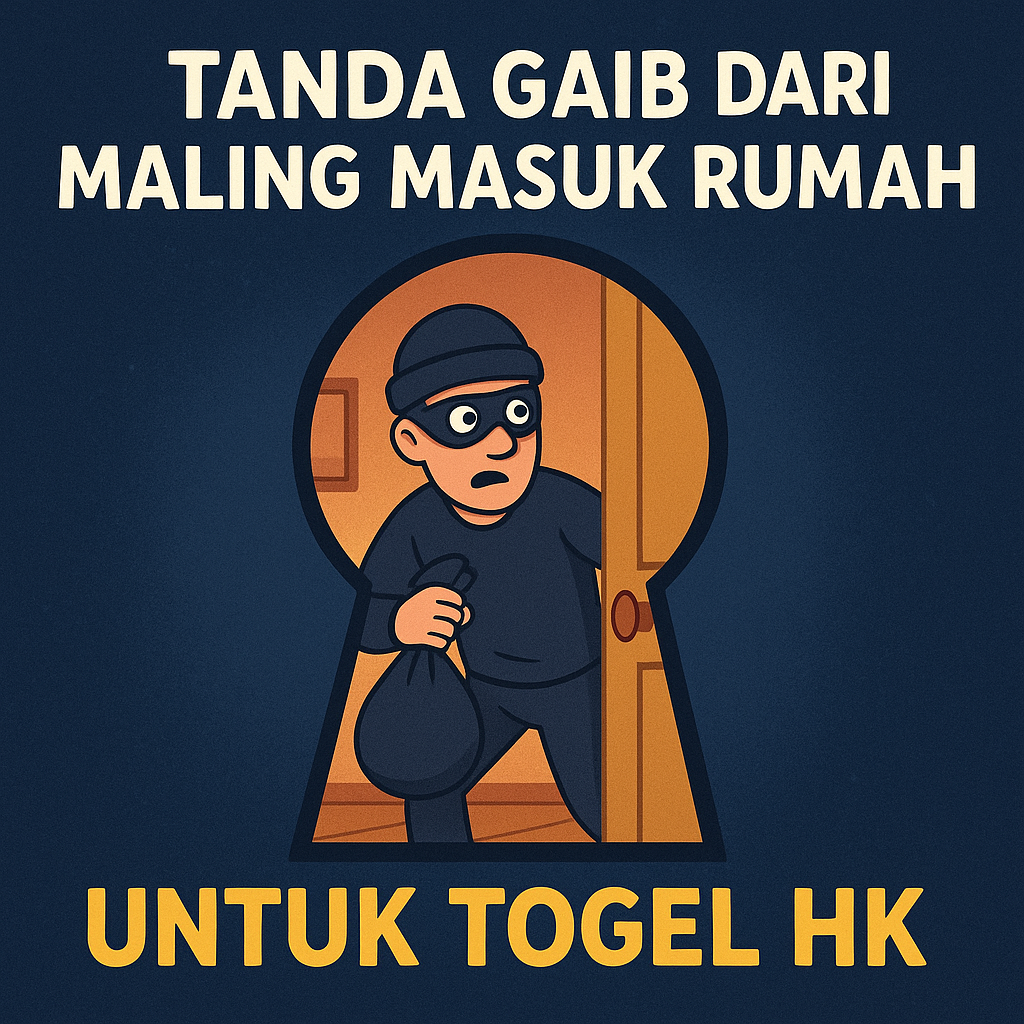 Ilustrasi animasi AI maling masuk rumah dengan teks "Tanda Gaib dari Maling Masuk Rumah untuk Togel HK